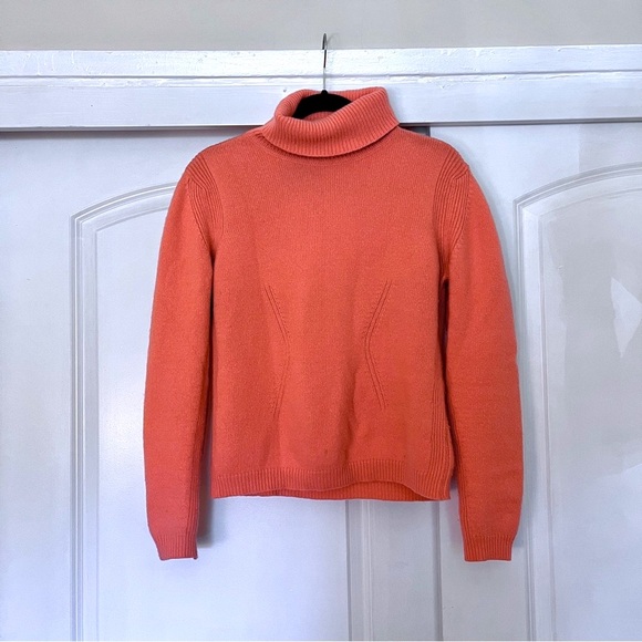Salmon Pink Cashmere Turtleneck Sweater - Picture 1 of 7